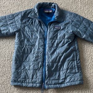 Patagonia Kids Gray/Blue Brick Quilted Puffer Jacket